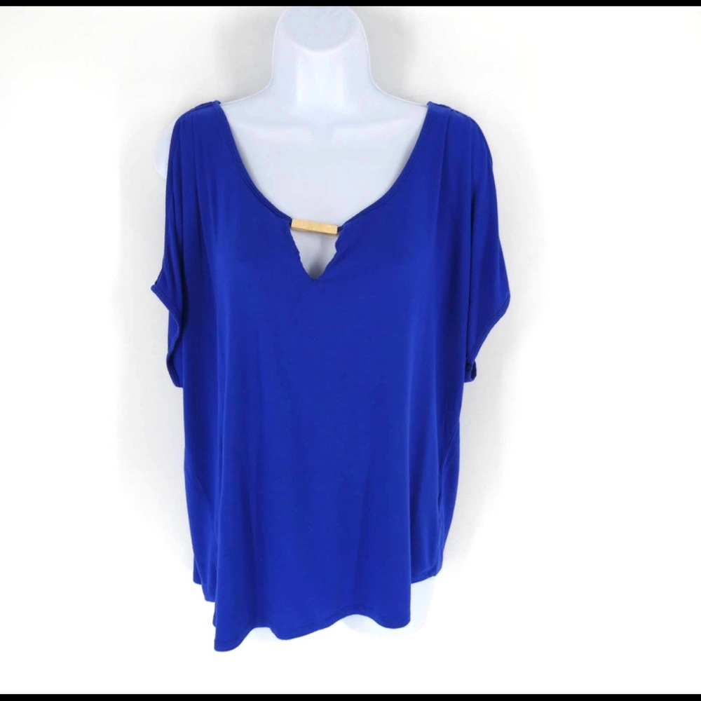 Blue Cold Shoulder Top